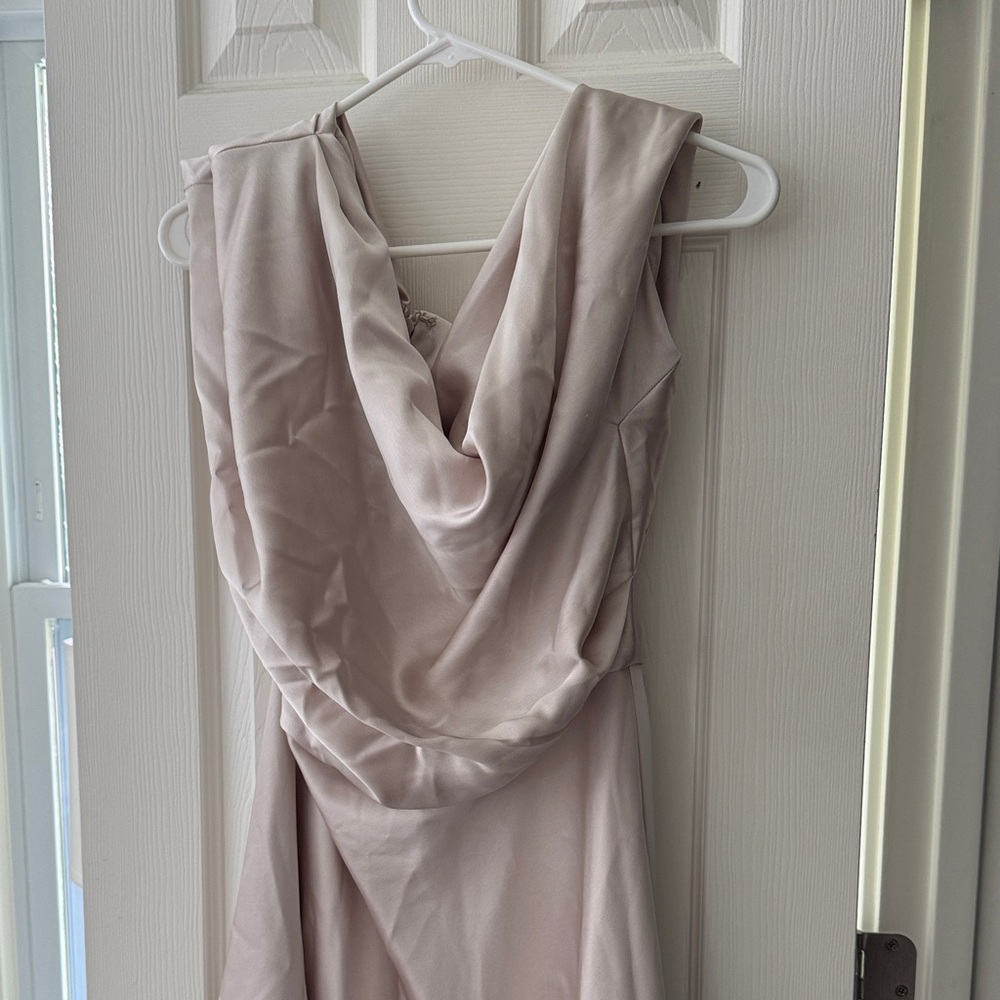 Amsale One Shoulder Cream Dress